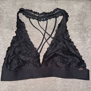 PINK Victoria secret Black Lace Bralette with Logo Detail size Medium